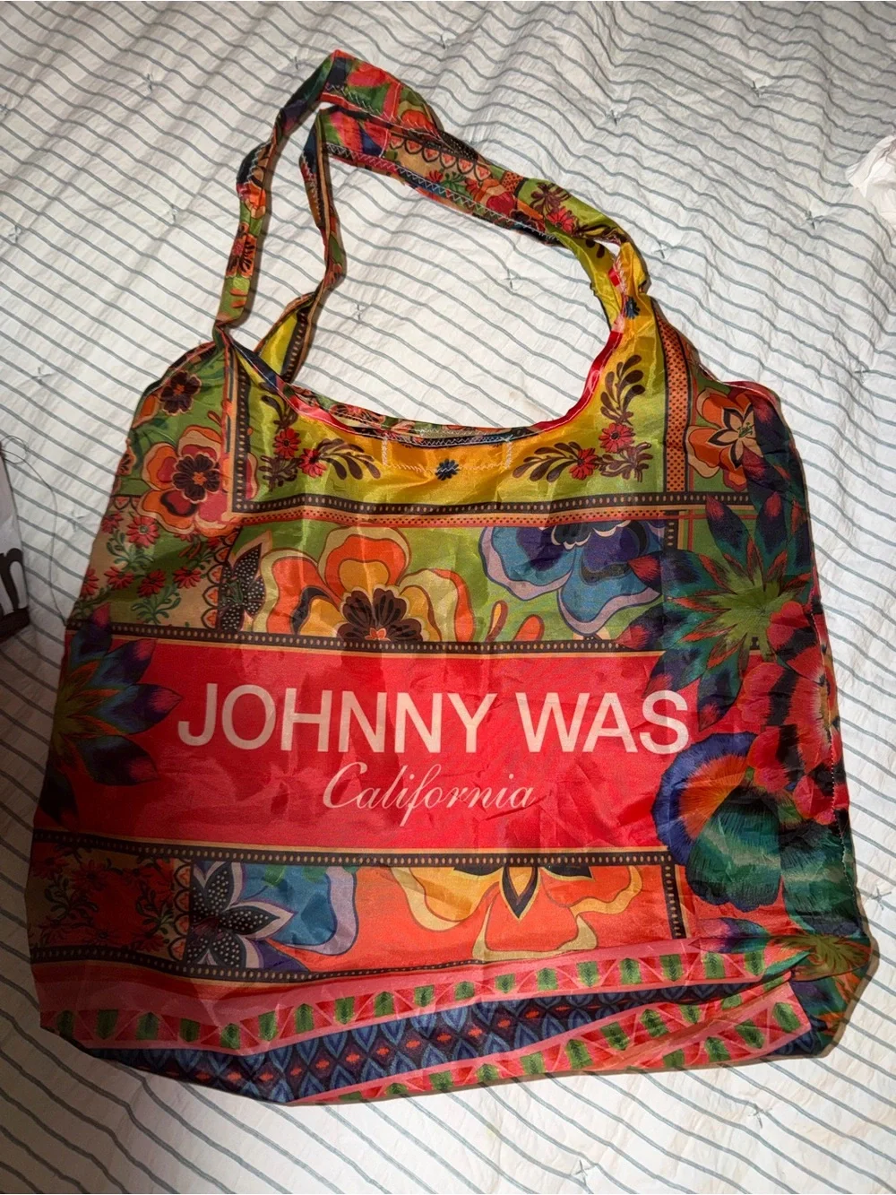 Johnny Was Red Multicolor Floral Shoulder Tote